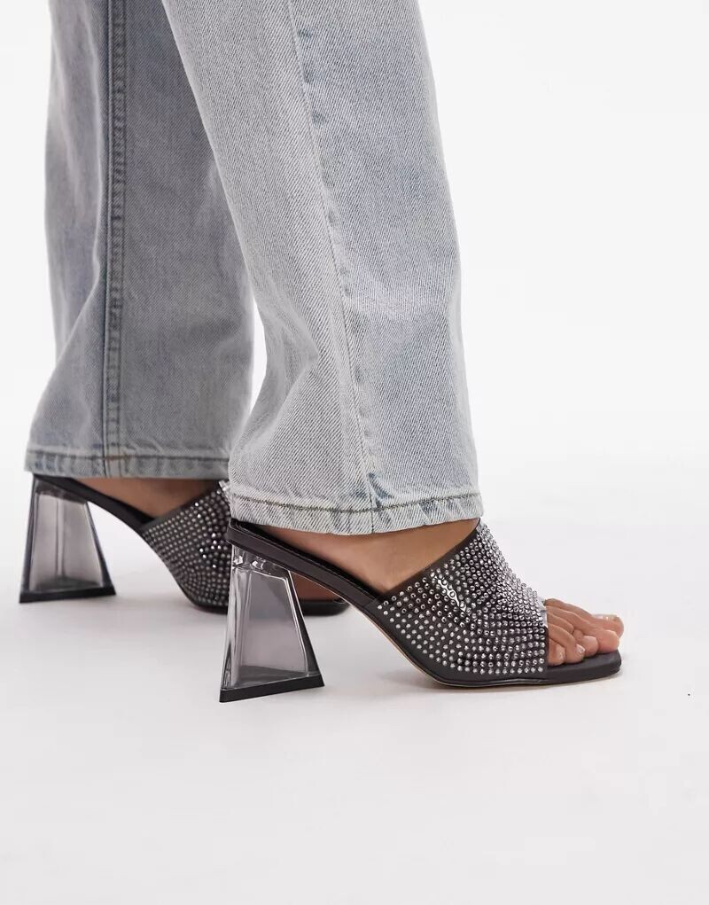 

Черные мюли на блочном каблуке Topshop Wide Fit Royal с широкой посадкой