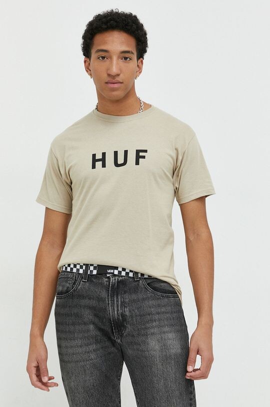 

Хлопковая футболка HUF Huf, бежевый