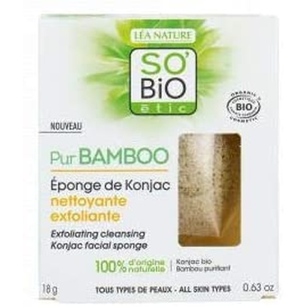 Отшелушивающая губка Konjac для всех типов кожи Purbamboo So Bio Ethic 18G, So Bio Etic крем для душа so bio etic с