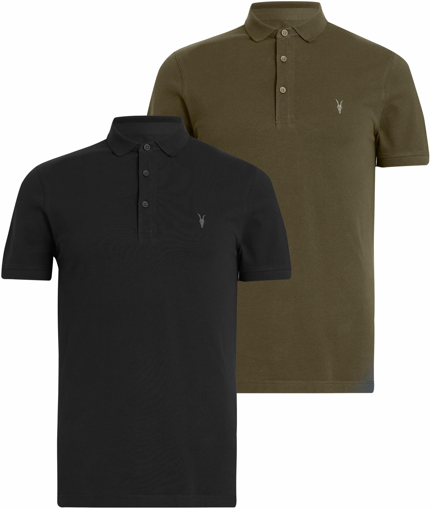 Рубашка-поло Reform Short Sleeve Polo 2-Pack AllSaints, цвет Black/Sorghum Green цена и фото