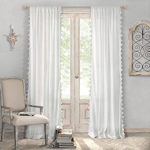 

Панель для штор Bianca с кисточками, 52 x 84 дюйма Elrene Home Fashions, цвет White