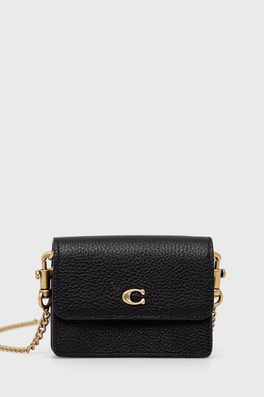 

Кожаный кошелек C6718 Футляр для карт с полуклапаном Coach, черный