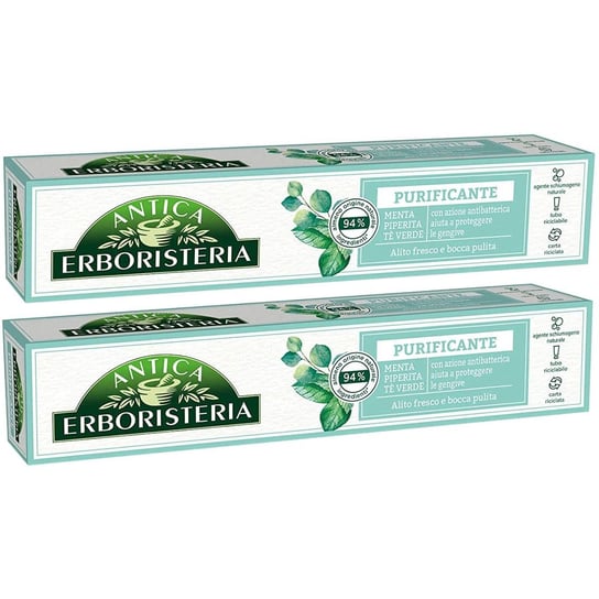 Зубная паста Antica Erboristeria Purificante с мятой и зеленым чаем 2х75мл