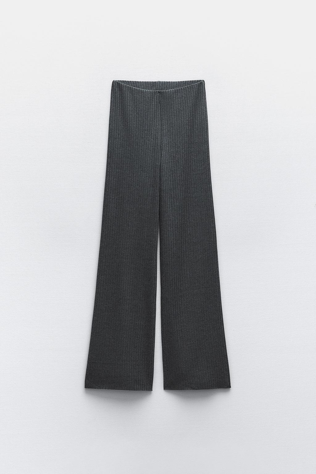 Широкие брюки в ребрику ZARA, серый мергель широкие брюки в ребрику zara бежевый