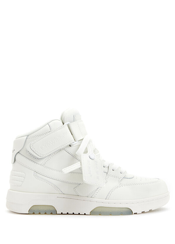 

Женские кожаные кроссовки до щиколотки с белым логотипом Off-White