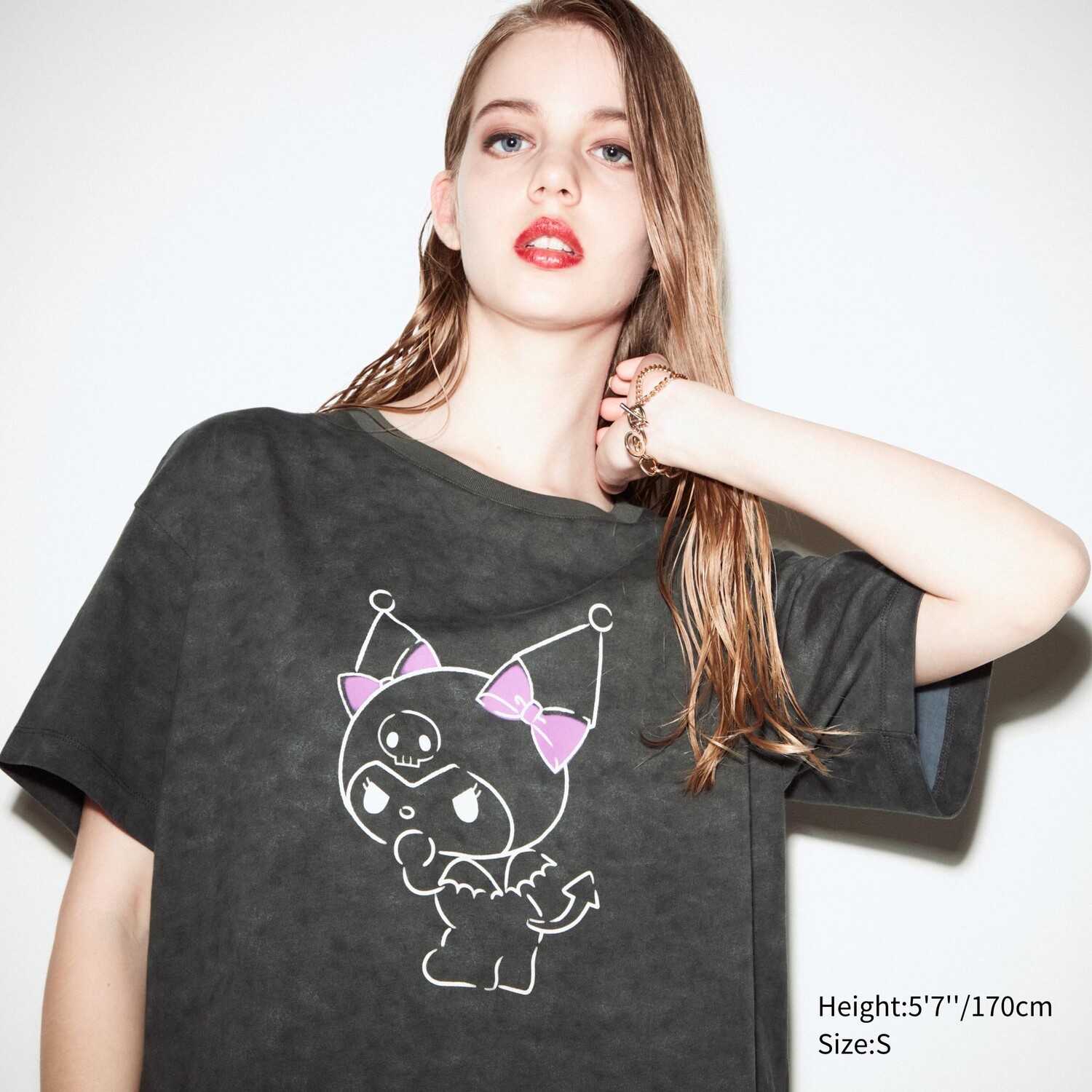 

Футболка с рисунком Sanrio Персонажи Kuromi & My Melody UT Uniqlo, темно-серый