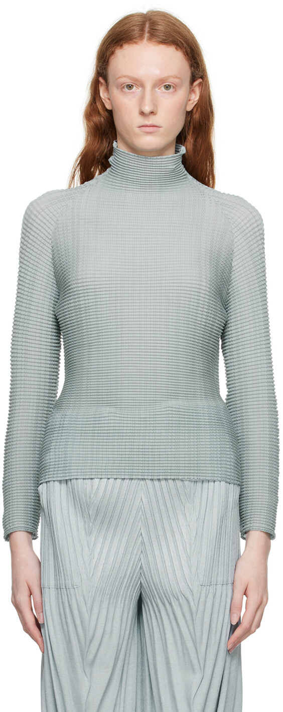 

Голубая шерстяная водолазка Pleats-36 Светлая ISSEY MIYAKE, Синий