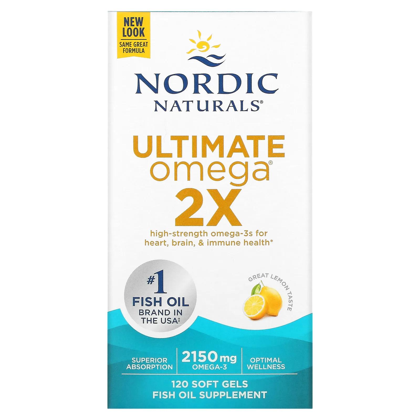 Nordic Naturals Ultimate Omega 2X 2150 мг 120 капсул nordic naturals ultimate omega 2x со вкусом лимона 1075 мг 120 капсул