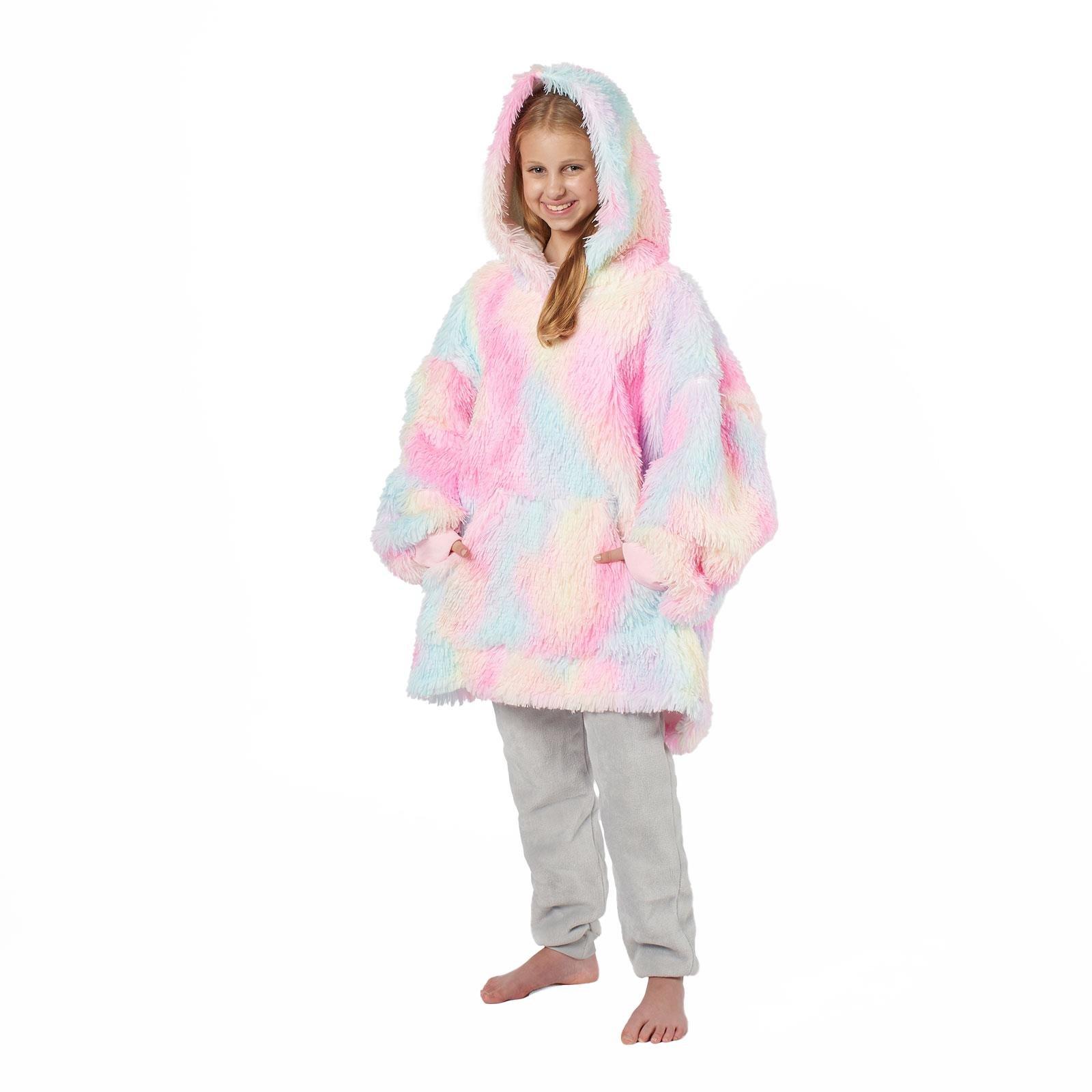 Одеяло с капюшоном из пушистого длинноволокнистого флиса из шерпы для детей оверсайз OHS, розовый