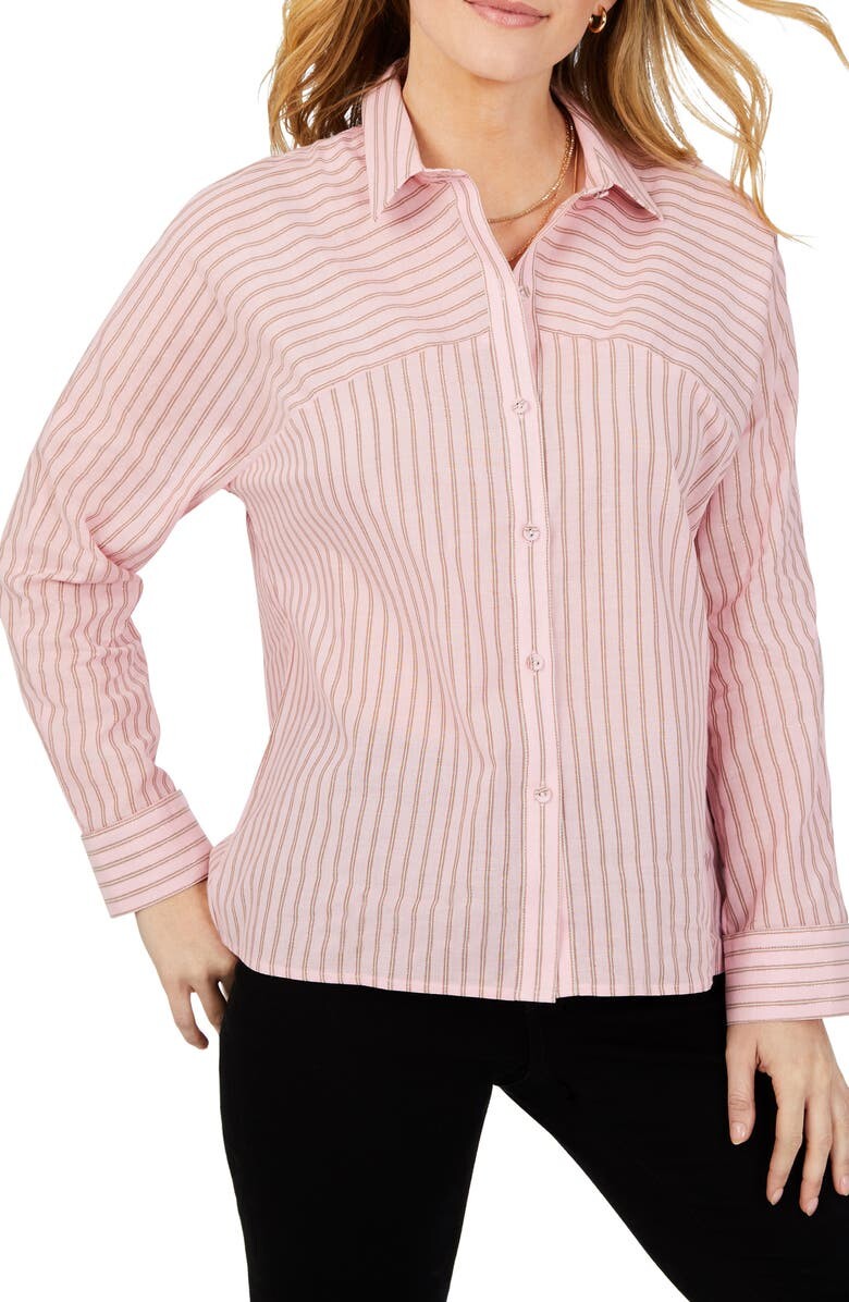 

Рубашка на пуговицах Natalie Glitzy Stripe из смесового хлопка FOXCROFT