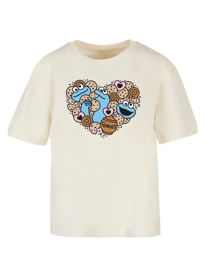 

Футболка F4NT4STIC Ladies Everyday Tee Sesamstraße Cookies from the heart, цвет whitesand