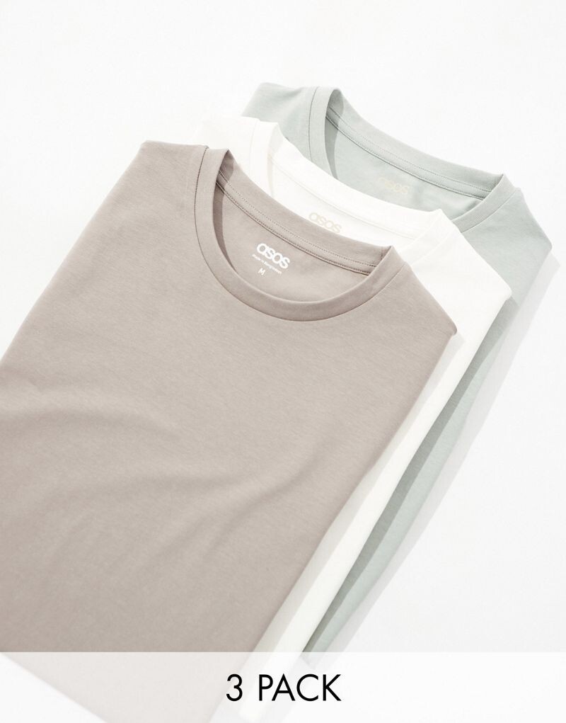 

ASOS DESIGN — набор из 3 облегающих футболок разных цветов