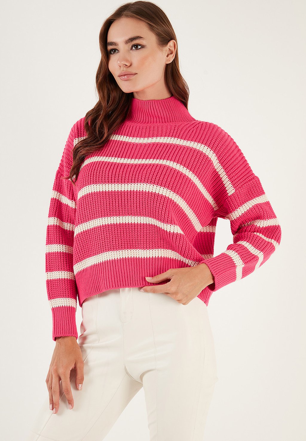 Вязаный свитер LELA, цвет fuchsia cream свитер вязаный icon zip witsma scalpers цвет cream