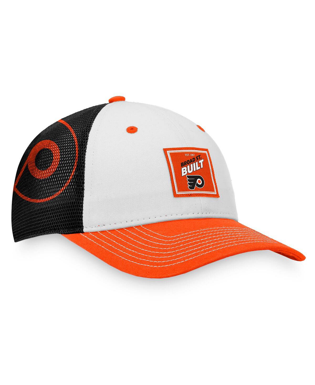 Мужская оранжево-белая фирменная кепка Philadelphia Flyers Block Party Snapback Fanatics