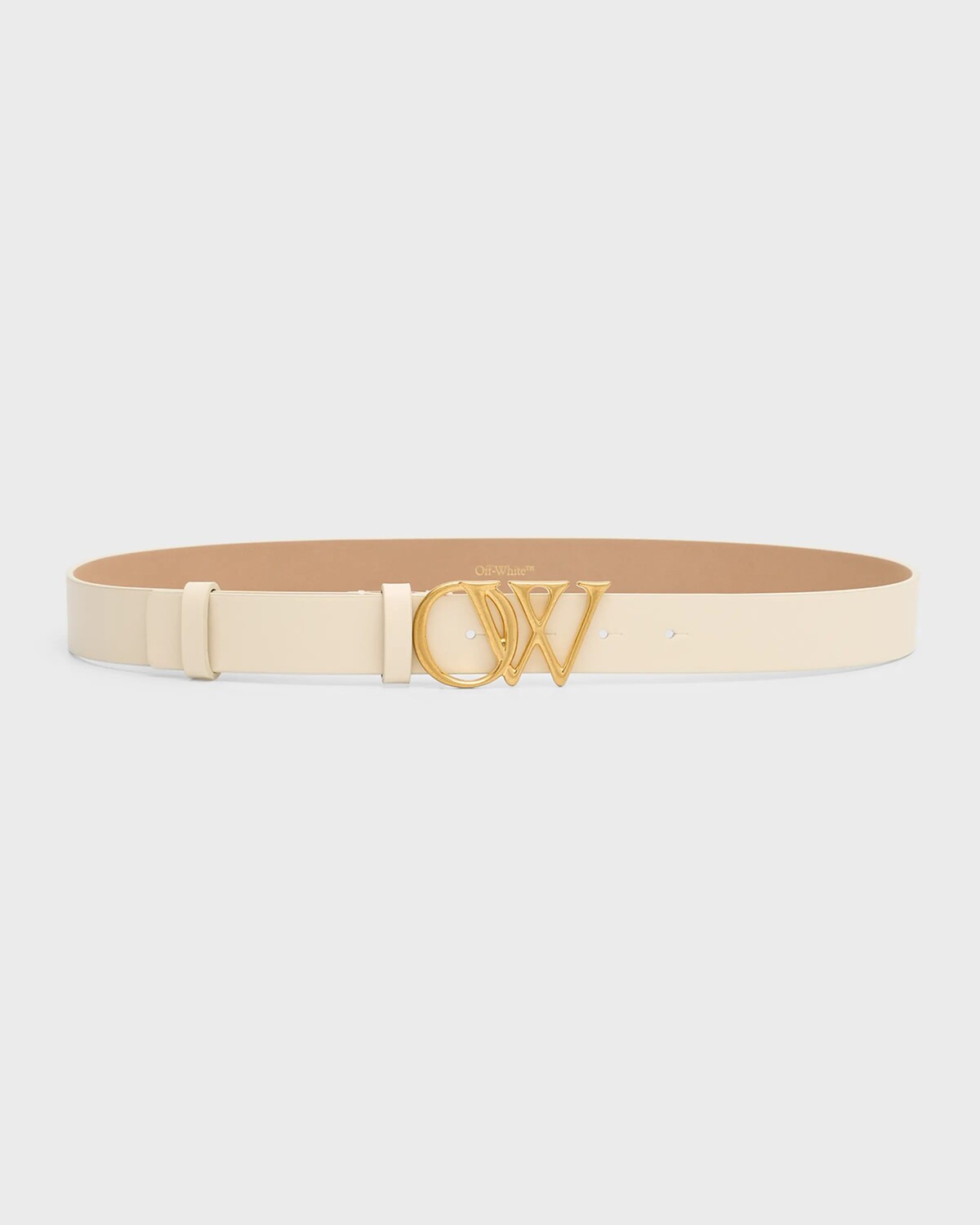 

Бежевый кожаный ремень OW Initials Off-White, цвет Beige