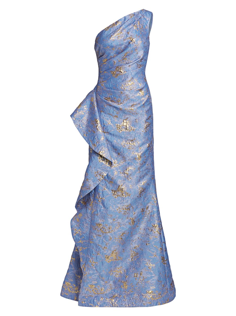 Жаккардовое платье на одно плечо Teri Jon by Rickie Freeman, синий