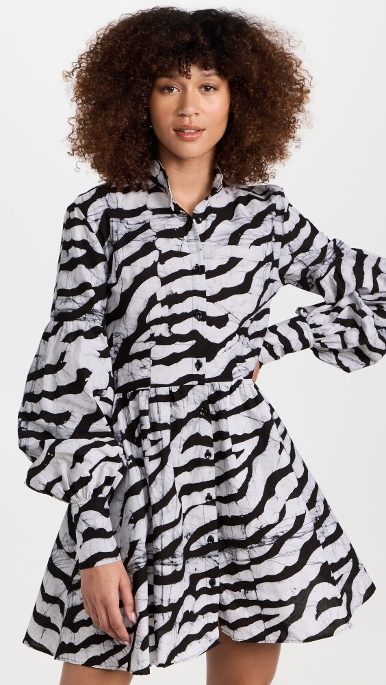 

Платье мини Studio 189 Hand-Batik Cotton Blouson Sleeve, черный