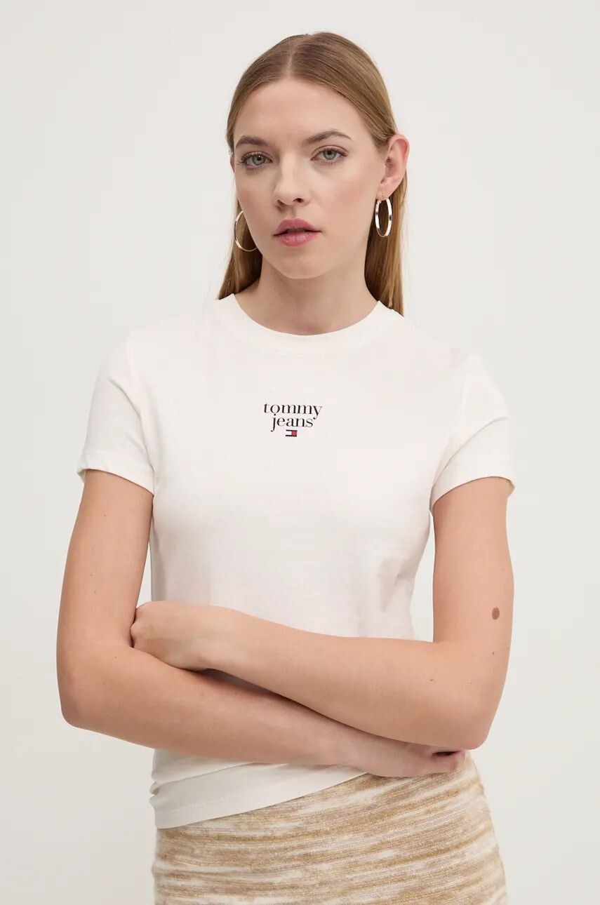 

Хлопковая футболка Tommy Jeans, бежевый