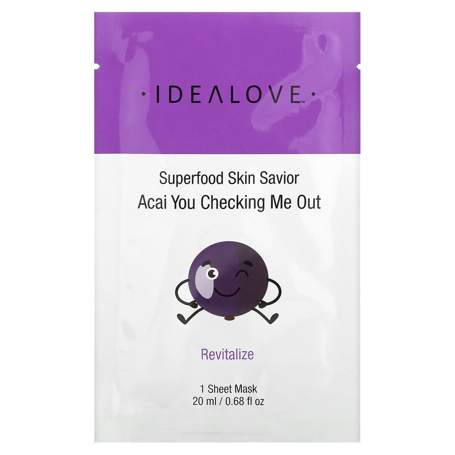 

Superfood Skin Savior, Acai You Checking Me Out, 1 тканевая маска, 20 мл (0,68 жидк. Унции), Idealove