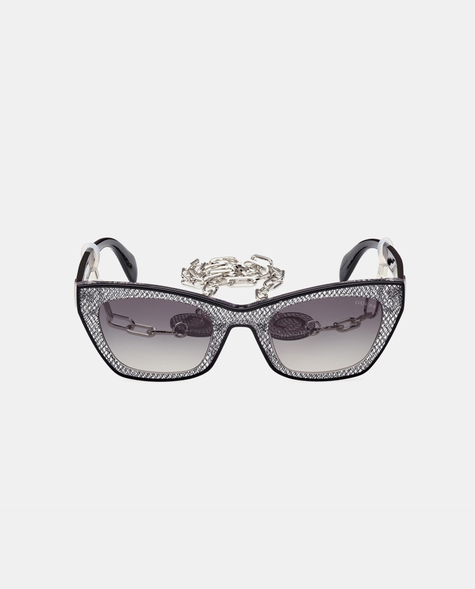 

Черные женские солнцезащитные очки «кошачий глаз» из ацетата Guess, черный