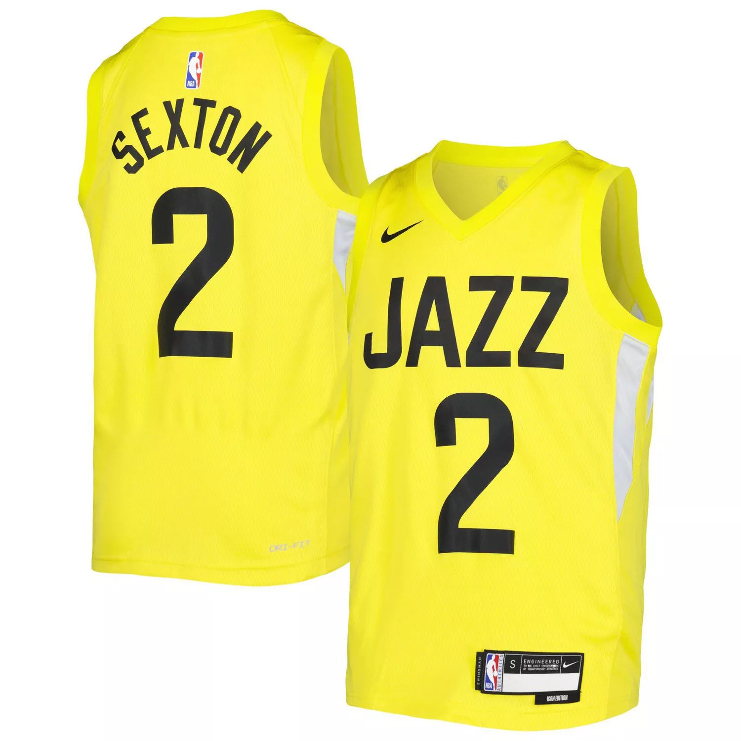 мужская футболка utah jazz 2020 21 swingman icon edition donovan mitchell nike мульти Молодежная майка Nike Collin Sexton Yellow Utah Jazz 2021/22 Swingman — Icon Edition Nike