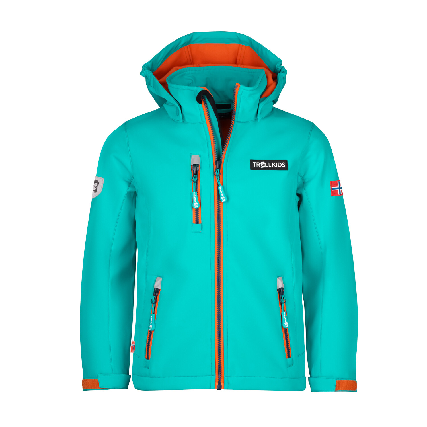 

Куртка софтшелл Trollkids Softshell Jacke Preikestolen, цвет Blaugrün/Hellorange