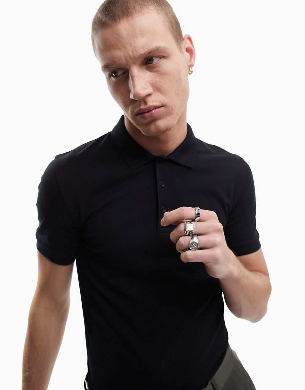 

Черная футболка-поло с длинными рукавами ASOS DESIGN, Черный
