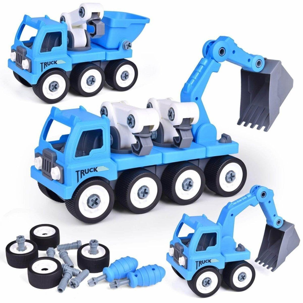 

Синий игрушечный строительный грузовик Popfun