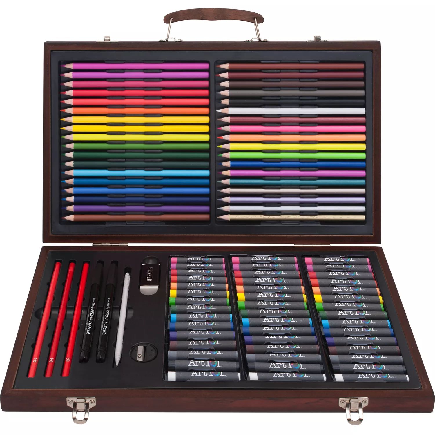 Art 101 Draw and Color Набор из 106 предметов искусства в деревянном футляре для переноски Art 101