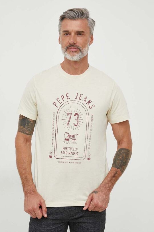 

Хлопковая футболка Pepe Jeans, бежевый