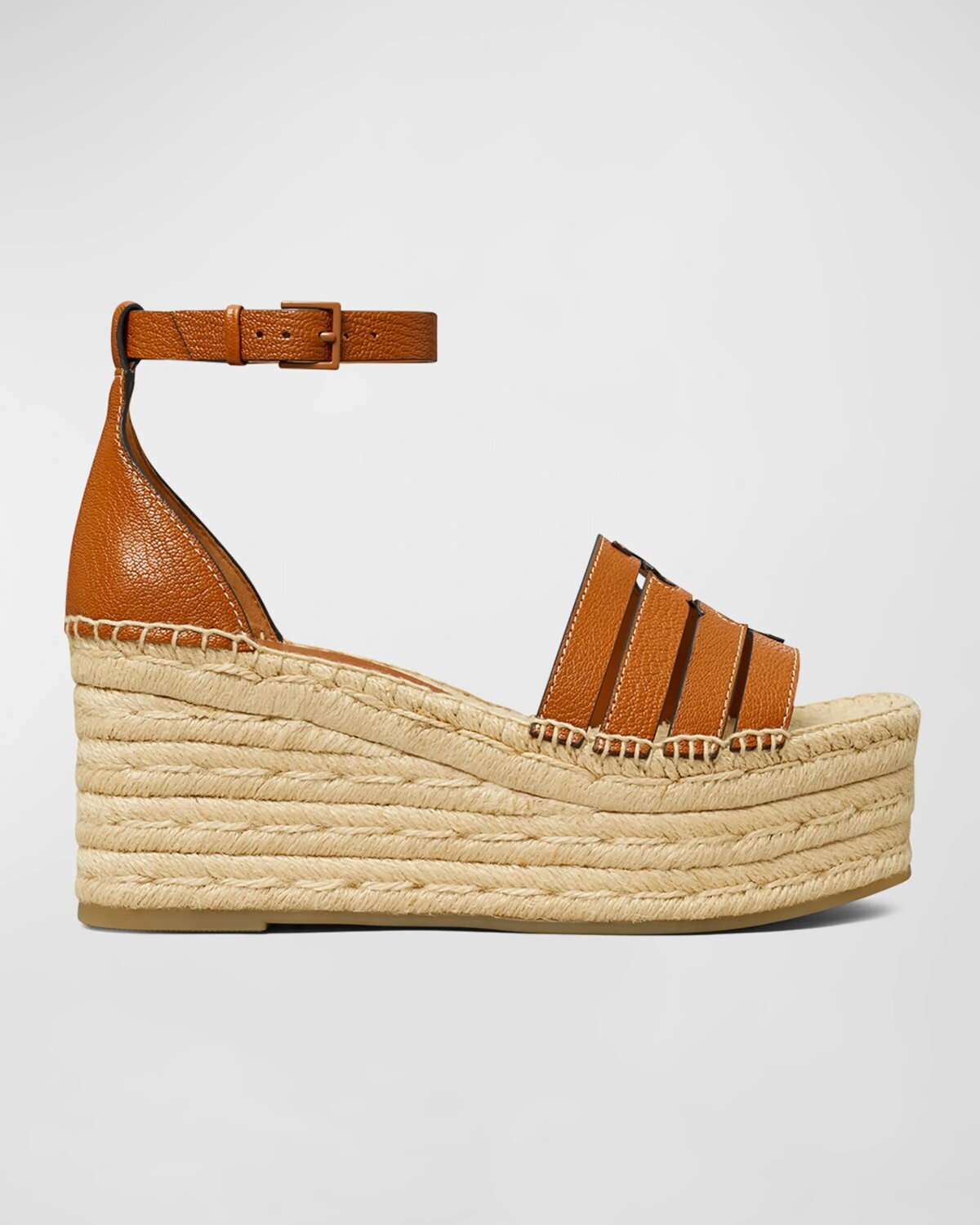 

Кожаные эспадрильи Ines с двумя буквами T в клетку Tory Burch, цвет Bourbon