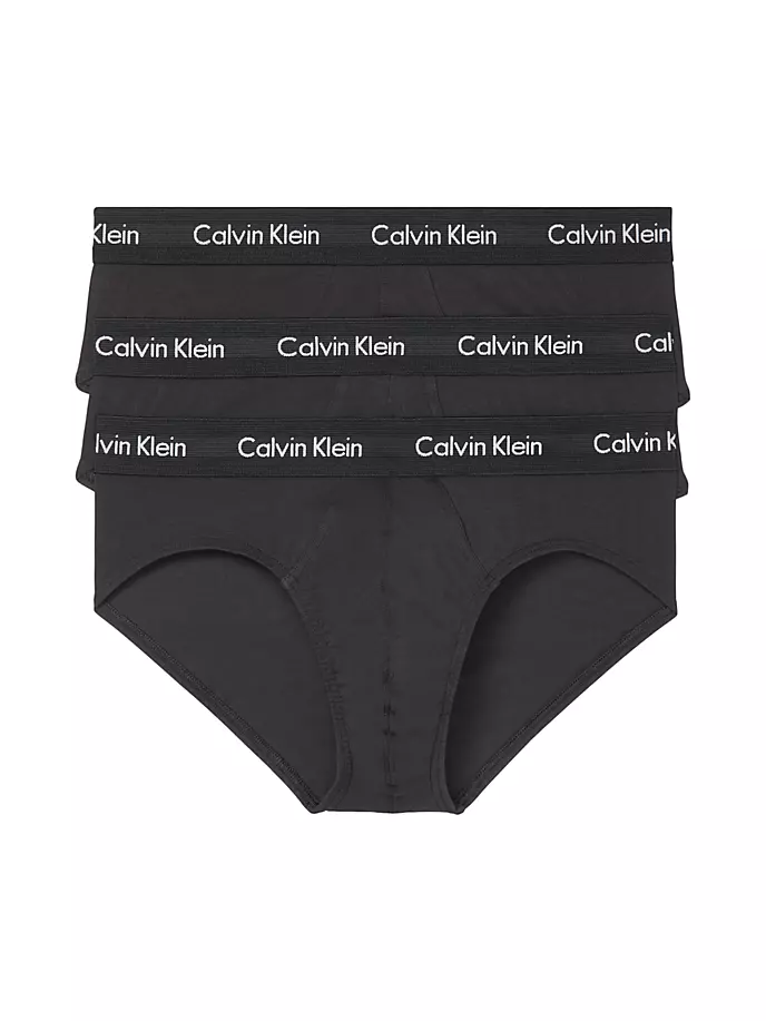 

Три пары хлопковых эластичных трусов Calvin Klein, черный