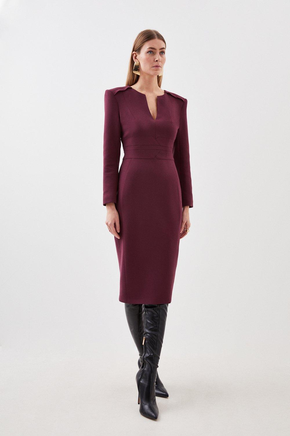 цена Компактное приталенное платье миди с эластичной талией Karen Millen, фиолетовый