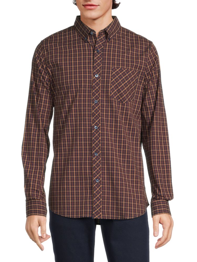 

Оксфордская рубашка в клетку в клетку Ben Sherman, цвет Brown Multi