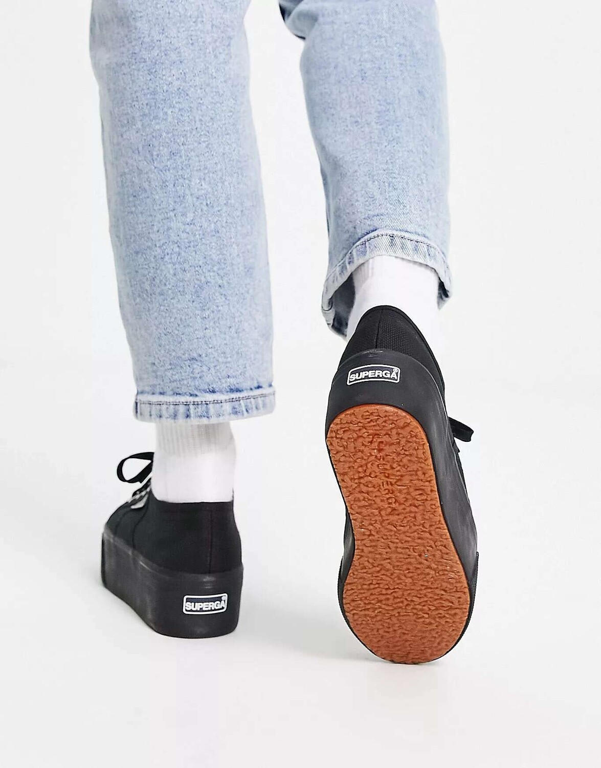 

Черные кроссовки на плоской платформе Superga 2790 linea, Черный