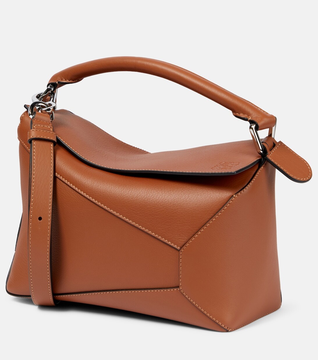 

Маленькая кожаная сумка-тоут Puzzle Edge Loewe, коричневый