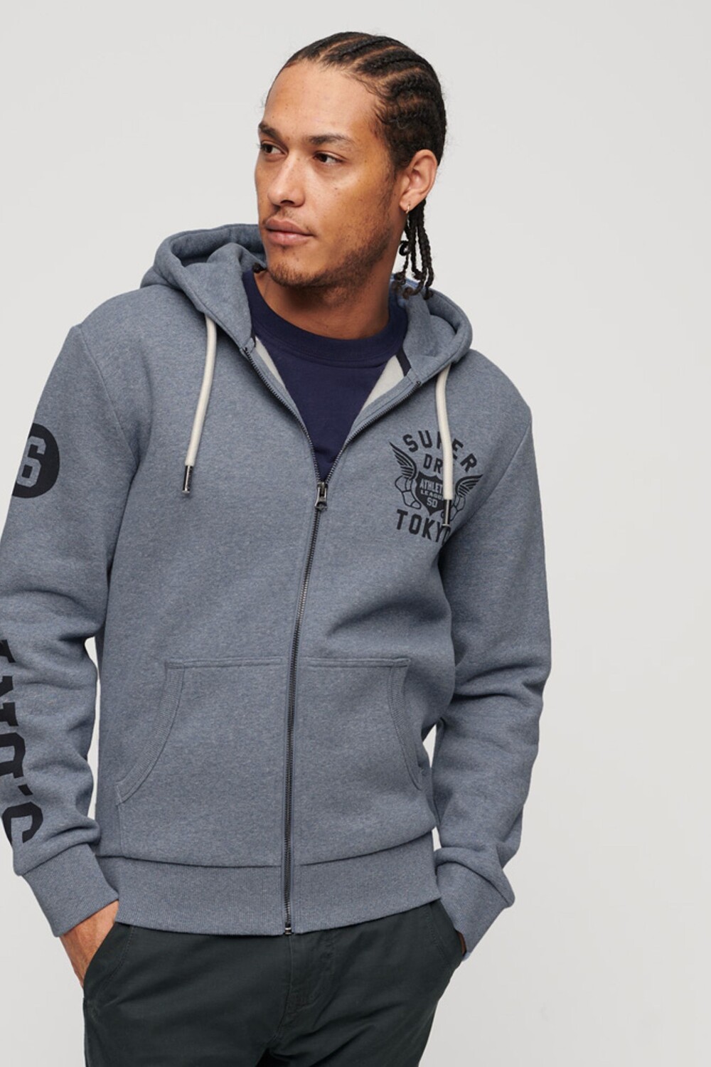 

Толстовка на молнии с рисунком Athletic College Superdry, синий