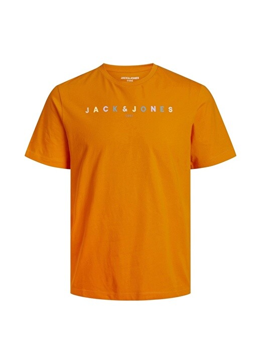 

Однотонная оранжевая мужская футболка с круглым вырезом Jack & Jones, Оранжевый