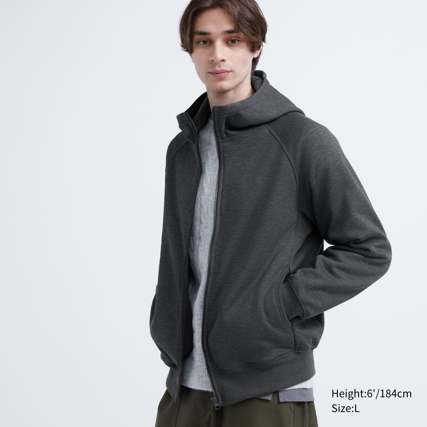 

Толстовка Uniqlo Heattech с подкладкой, темно - серый