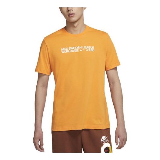 Футболка Men's Nike Colorblock Logo Alphabet Pattern Printing Round Neck Casual Short Sleeve Orange T-Shirt, мультиколор