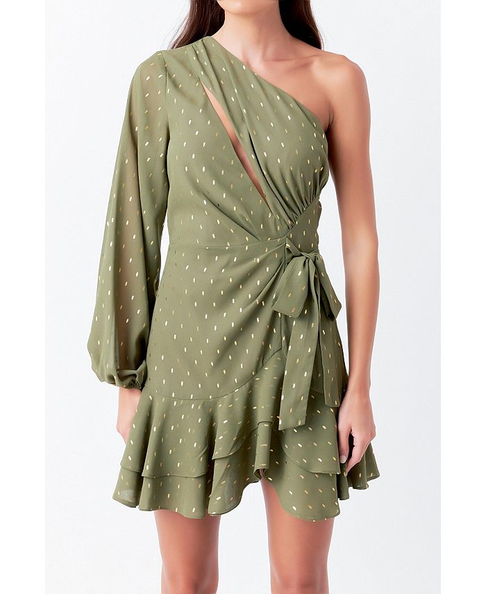 цена Женское мини-платье на одно плечо endless rose, зеленый