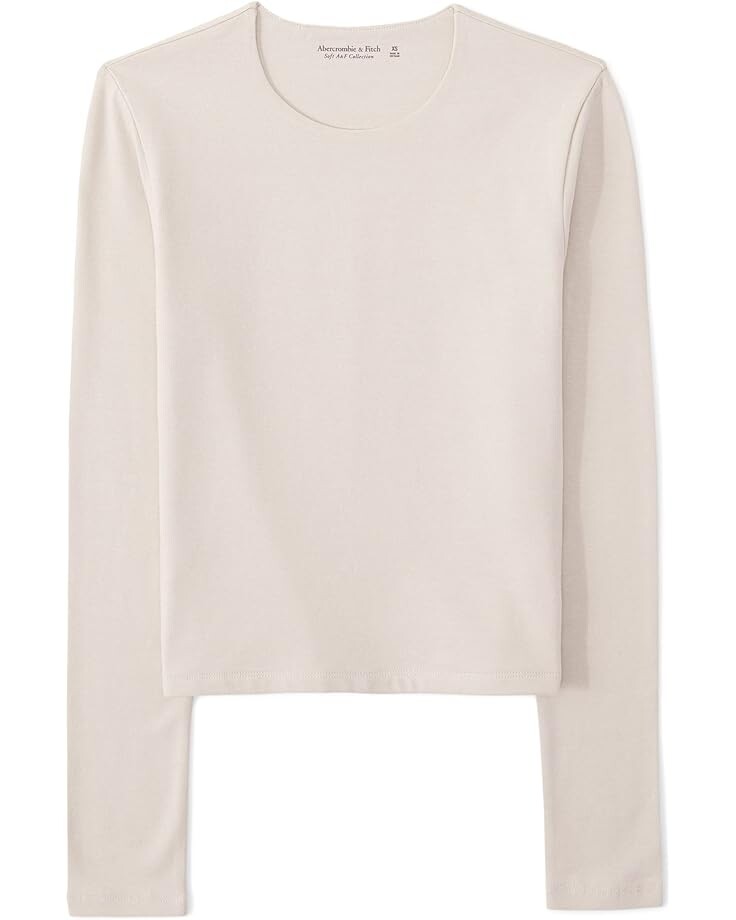 

Топ Abercrombie & Fitch Long Sleeve Cotton Seamless Crew Top, цвет Chateau Gray