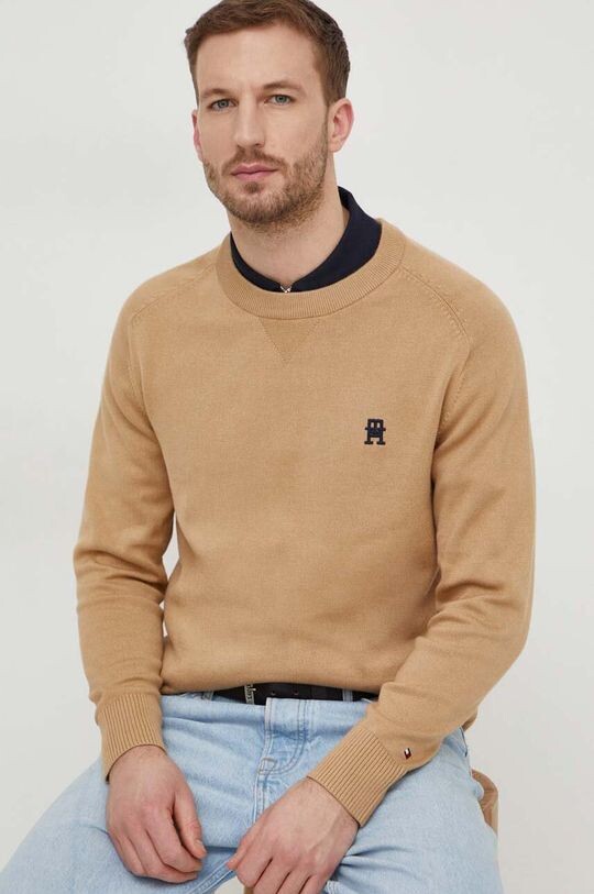 

Хлопковый свитер Tommy Hilfiger, бежевый
