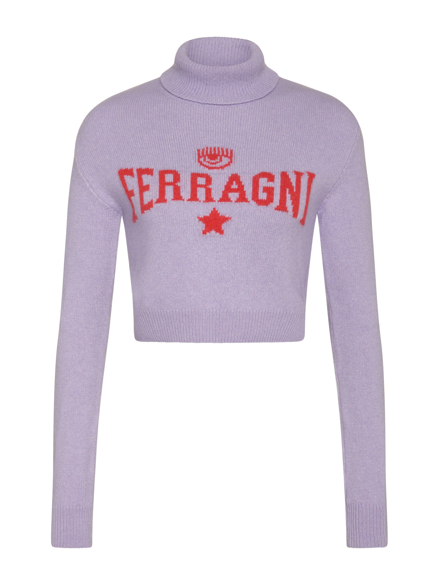 Chiara Ferragni эластичная водолазка Ferragni, бледно-фиолетовый свитер из смесовой шерсти в полоску с ребристым воротником moncler черный