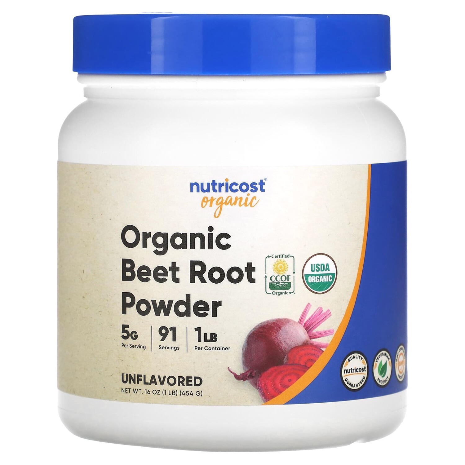 

Порошок из органической свеклы, без добавок, 454 г (16 унций), Nutricost