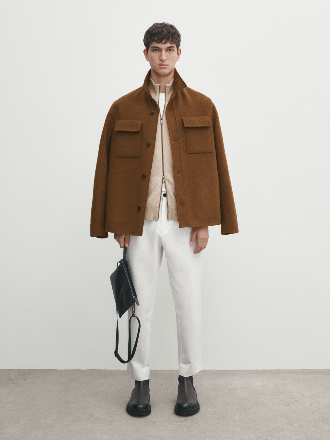 

Трикотажный кардиган из полушерсти на молнии Massimo Dutti, норковый
