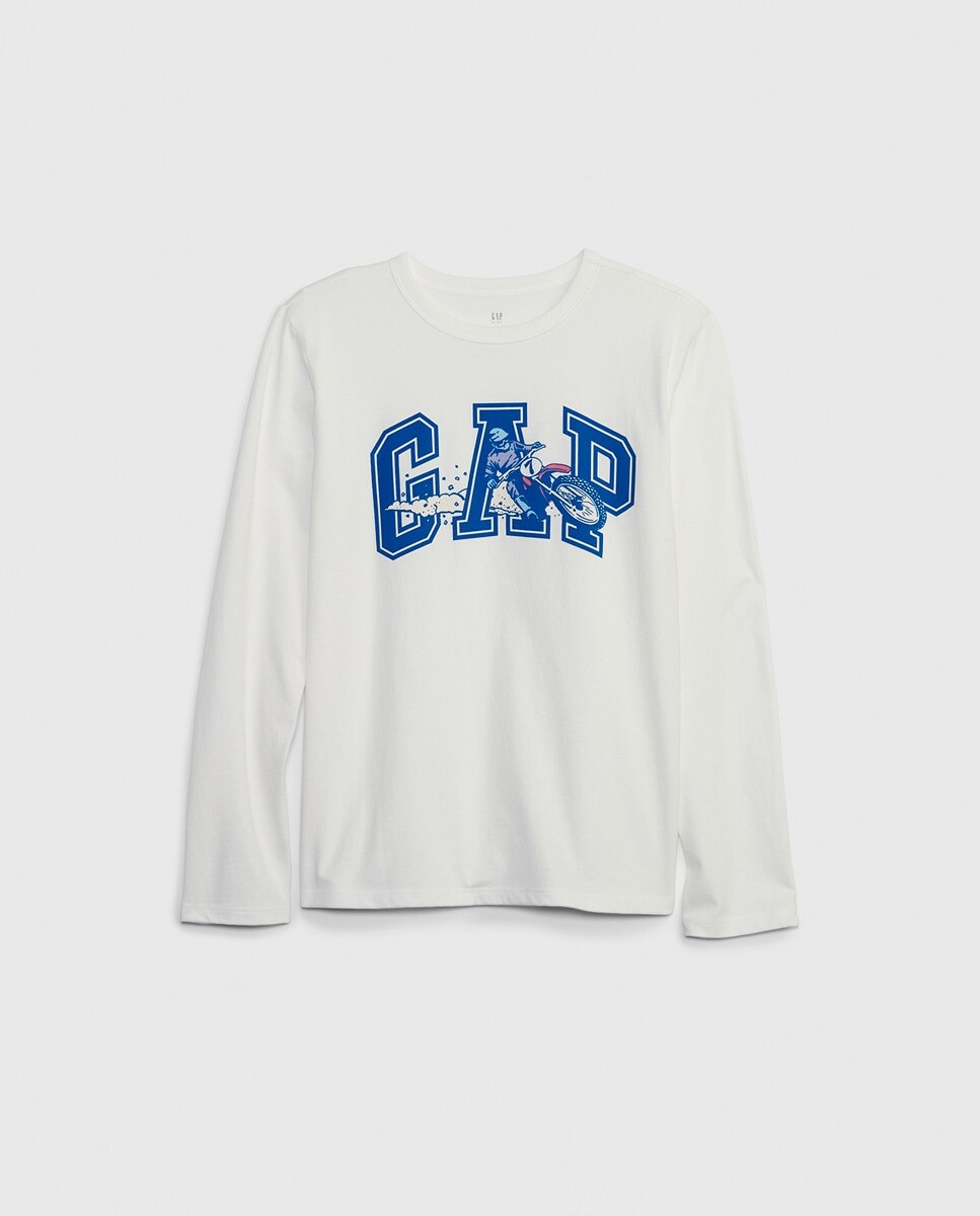 

Футболка для мальчика с длинными рукавами и круглым вырезом Gap, белый