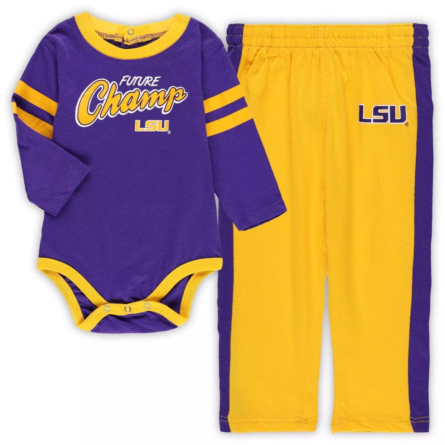 

Комплект боди с длинными рукавами и спортивных штанов LSU Tigers Little Kicker фиолетового/золотого цвета для новорожденных и младенцев Outerstuff