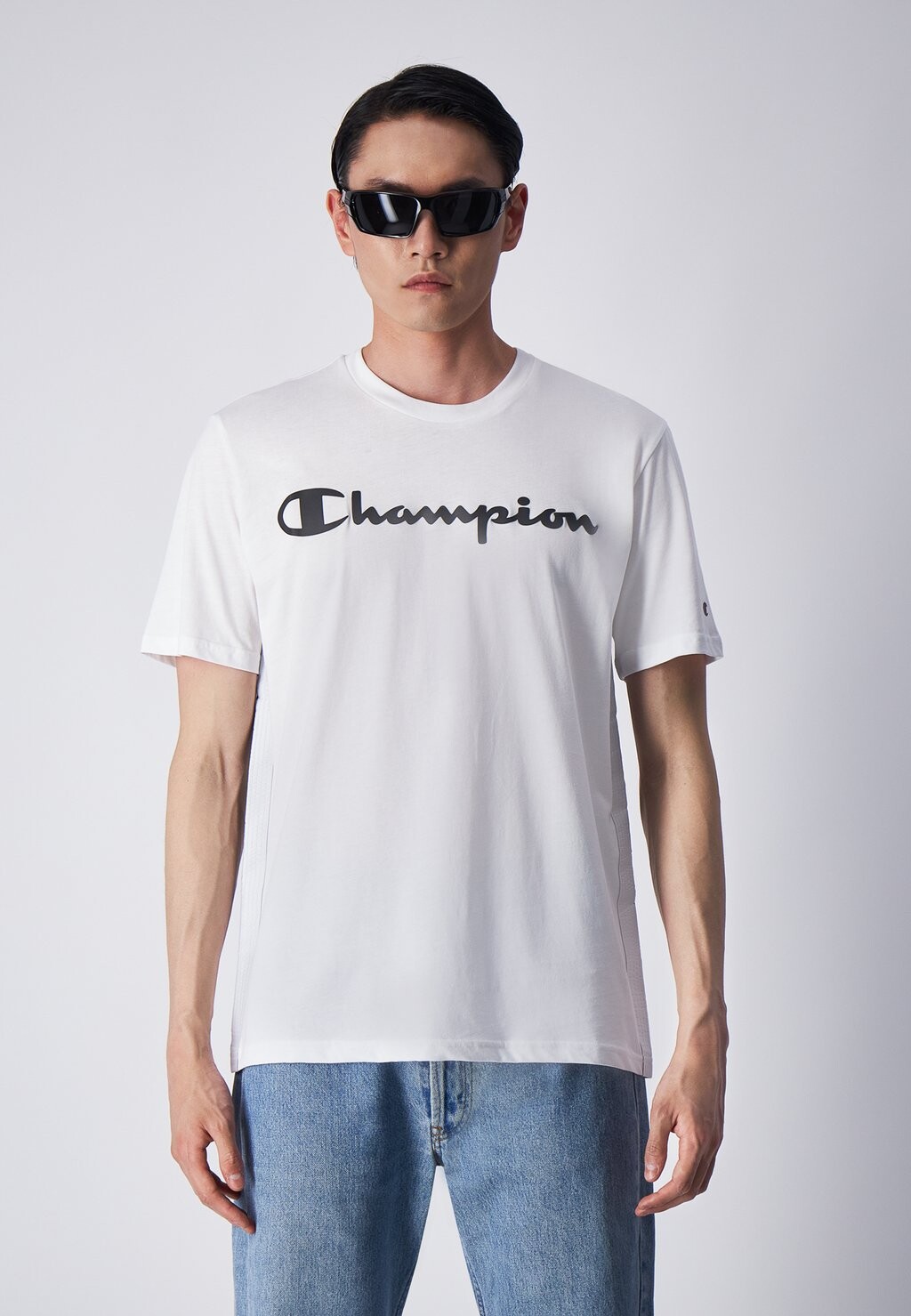 

футболка с принтом Tape Crewneck Large American Logo Champion, белый