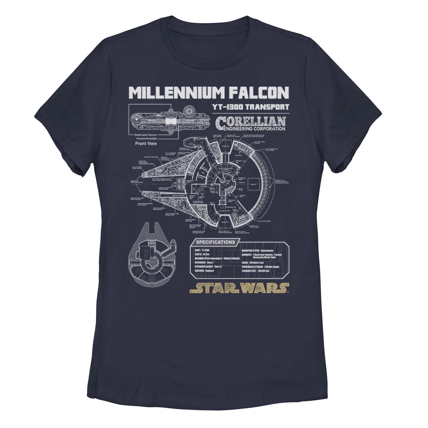Детская футболка со схемами Star Wars Millennium Falcon Schematics Star Wars